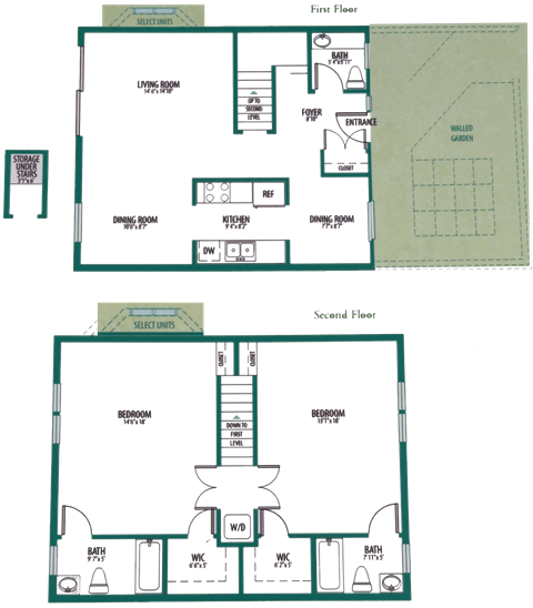 A floor plan of a house with a garage and a separate dining room.